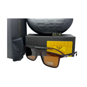 Emporio Armani Polarized Sunglasses - Matte Mahogany & Bronze